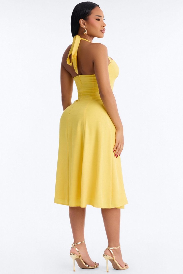 Christine Halter Midi Dress - Yellow