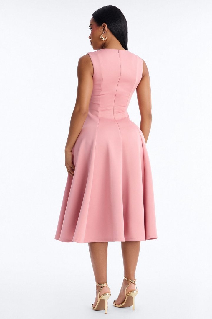 Mallie A Line Midi Dress - Mauve