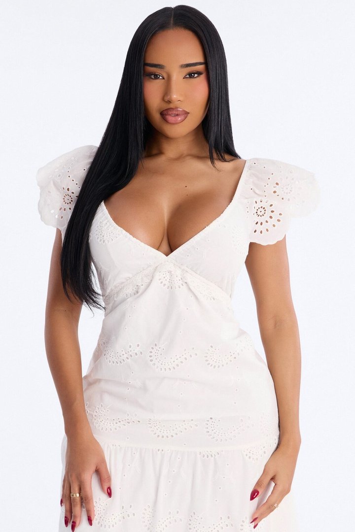 Odessa Eyelet Midi Dress - White