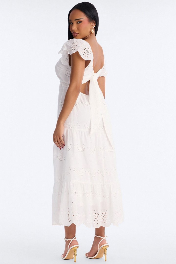 Odessa Eyelet Midi Dress - White