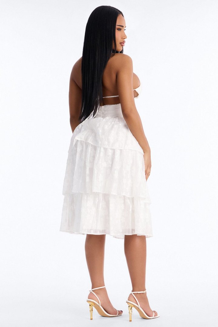Annalise Tiered Ruffle Midi Dress - White