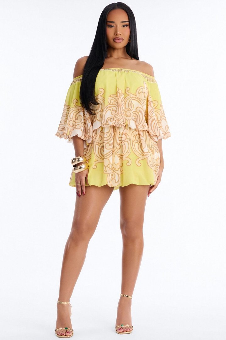 Imani One Shoulder Chiffon Mini Dress - Yellow