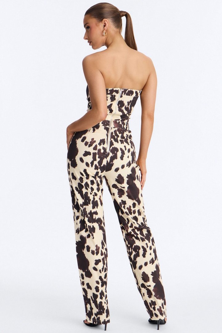 Keep It Mooving Wide Leg Jumpsuit - Brown/combo