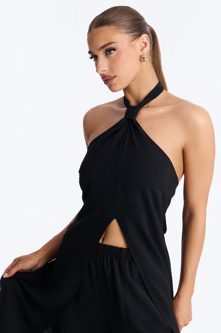 Born For This Halter Pant Set - Black