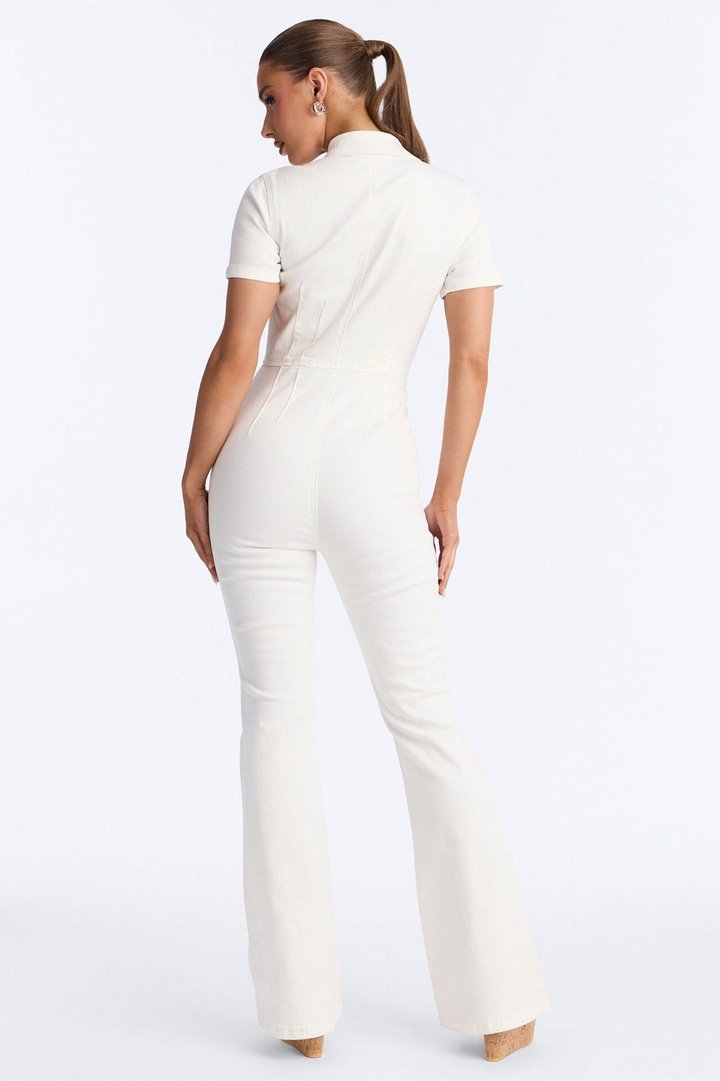 Can't Be Tamed Denim Jumpsuit - White