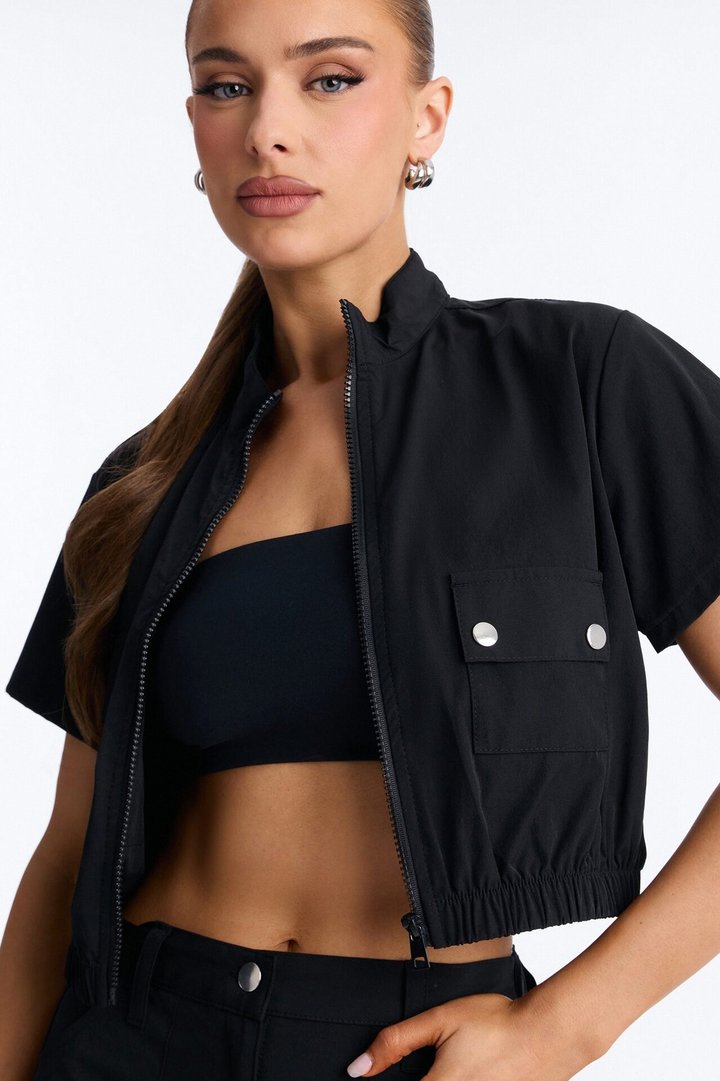 Nessa Nylon Cargo Short Set - Black