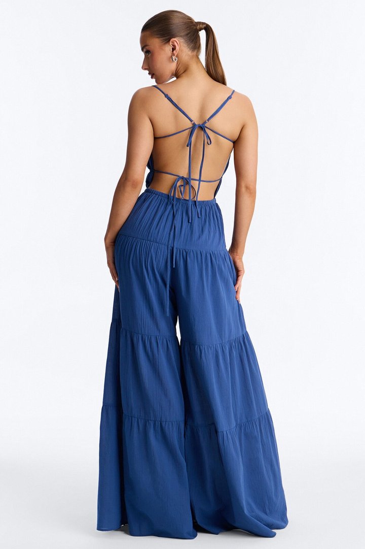 On A Getaway Wide Leg Jumpsuit - Denim