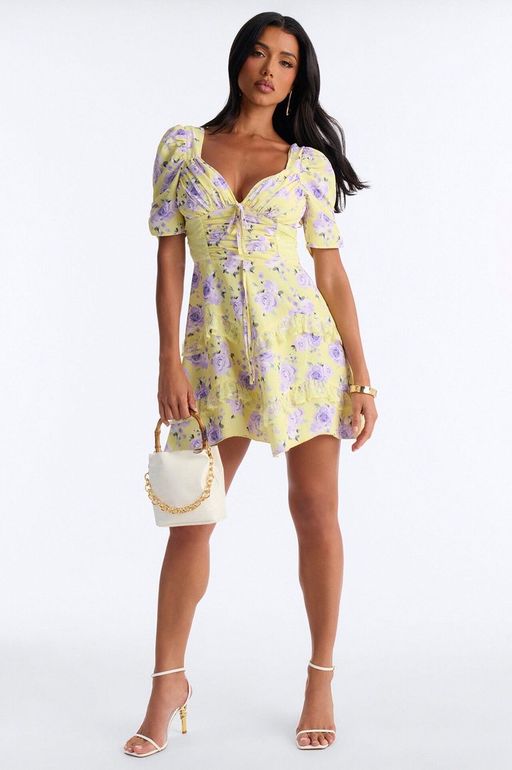 Tinsley Floral Mini Dress - Yellow/combo