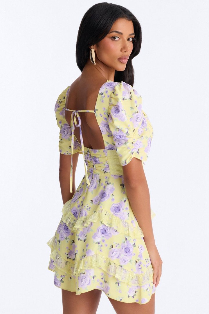 Tinsley Floral Mini Dress - Yellow/combo
