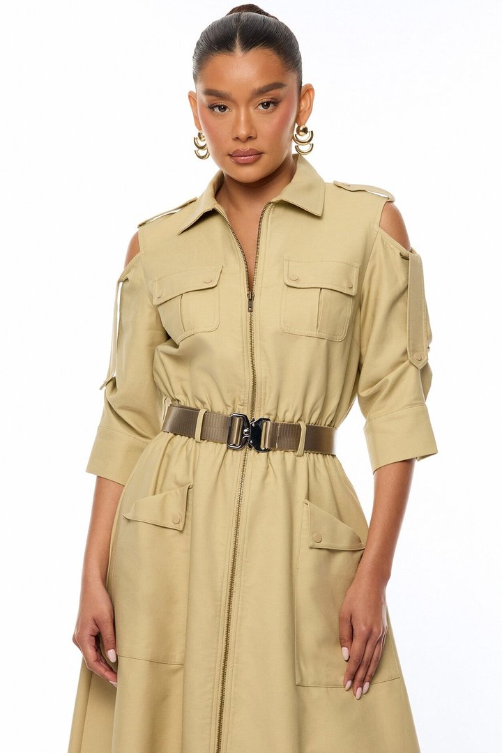 Morgan Cargo Maxi Dress - Taupe