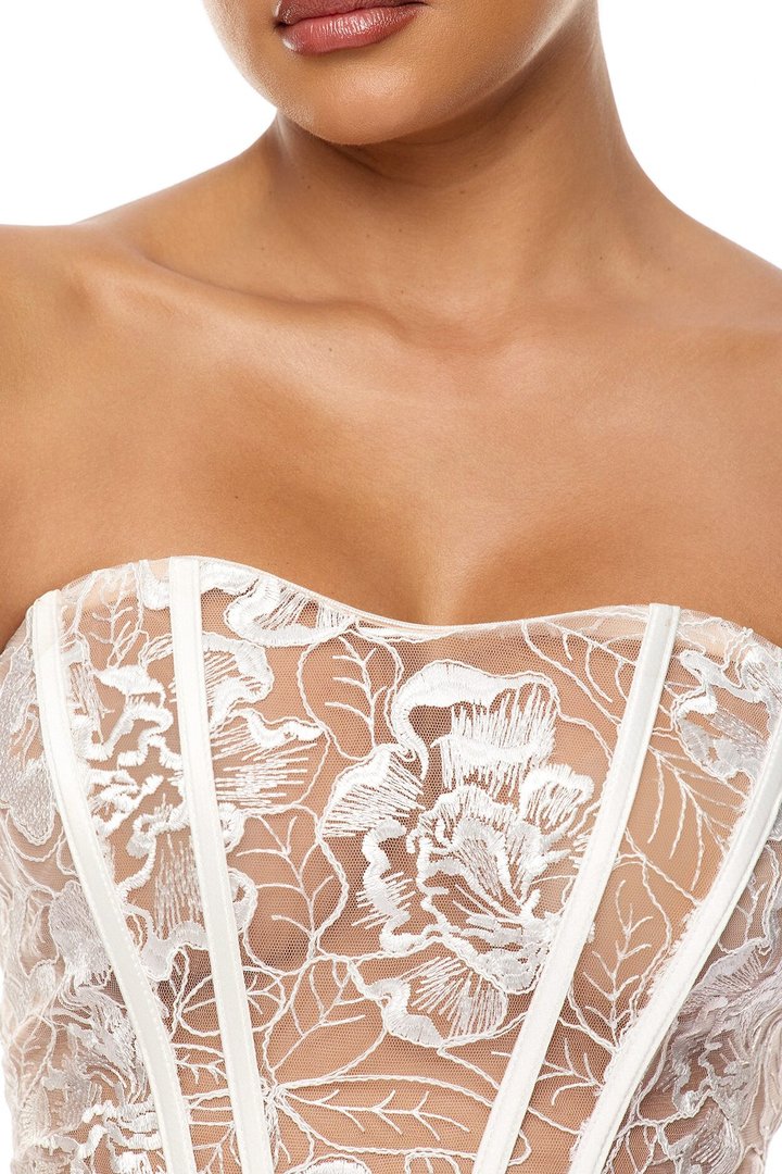 Brenda Lace Corset Pant Set - White
