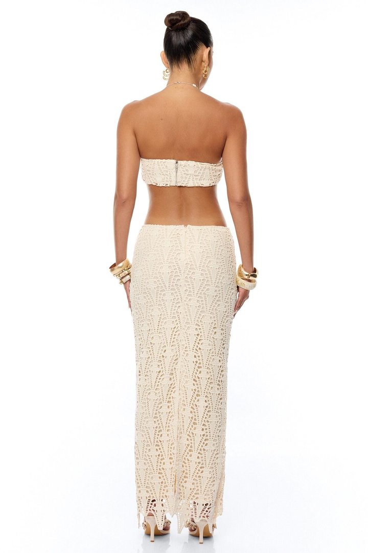 Golden Energy Crochet Skirt Set - Cream