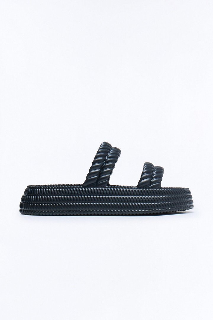 Murray Braided Slip On Slides - Black