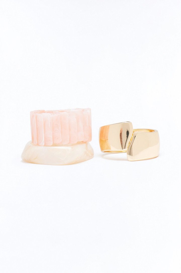 Sand Stack 3 Piece Bracelet Set - Pink/combo