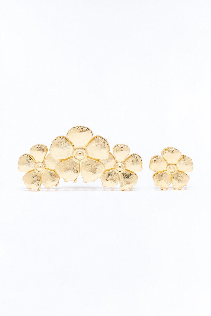Sunset Flowers Claw Hair Clip 2 Piece Set - Gold