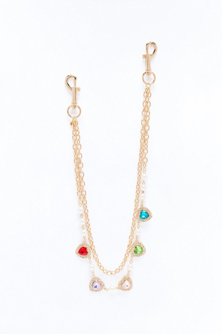 Mini Heart To Heart Layered Pant Chain - Gold
