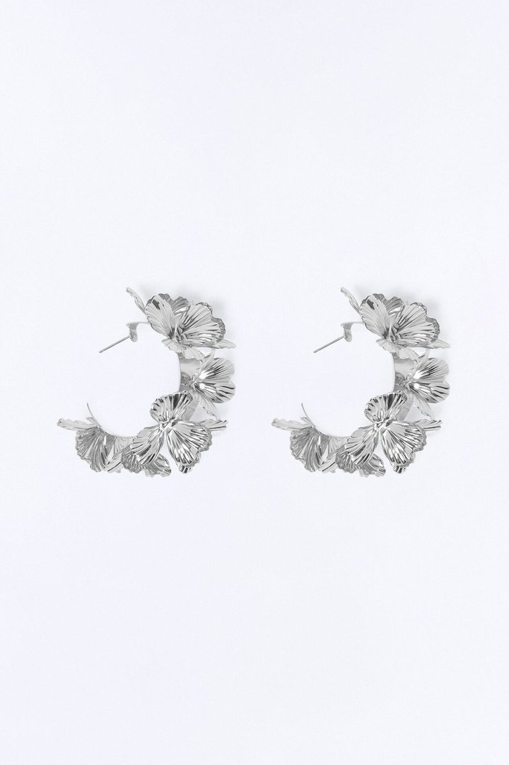 Garden Fields Hoop Earrings - Silver