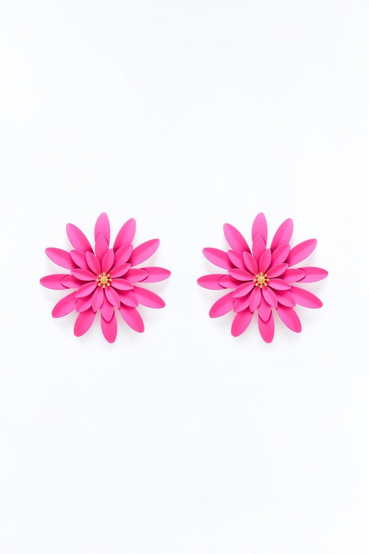 She Is The Moment Floral Earrings - Pink