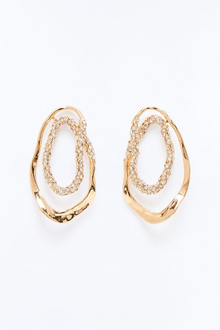 Rhinestone Orbit Earrings - Gold