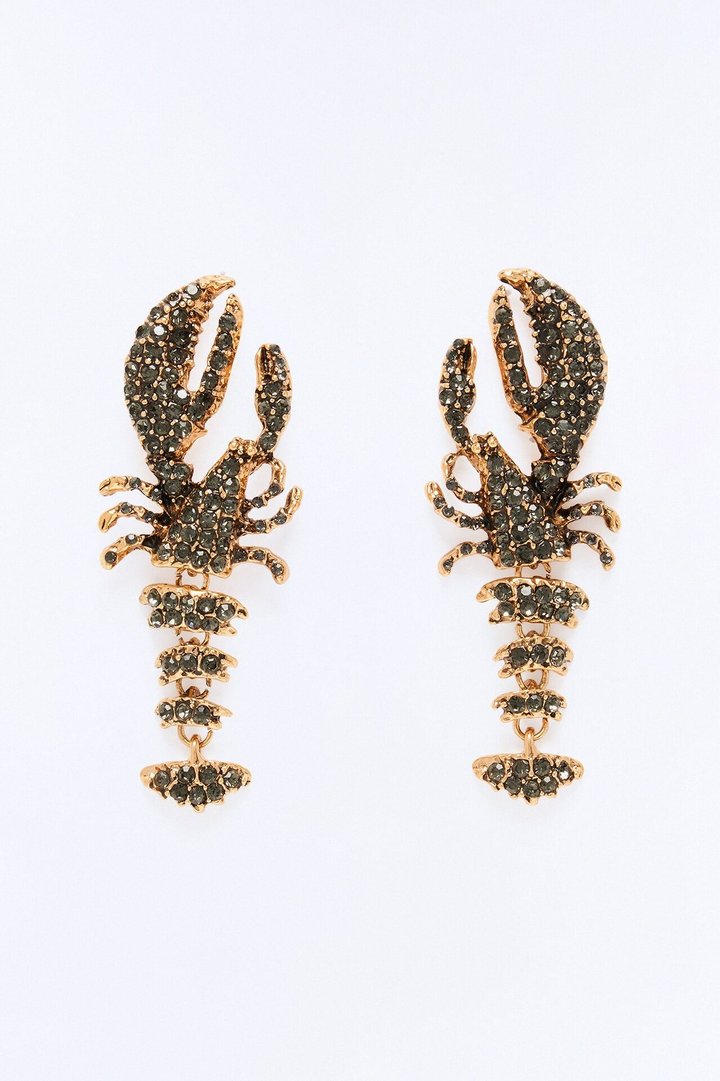 What A Catch Lobster Earrings - Gold/Black