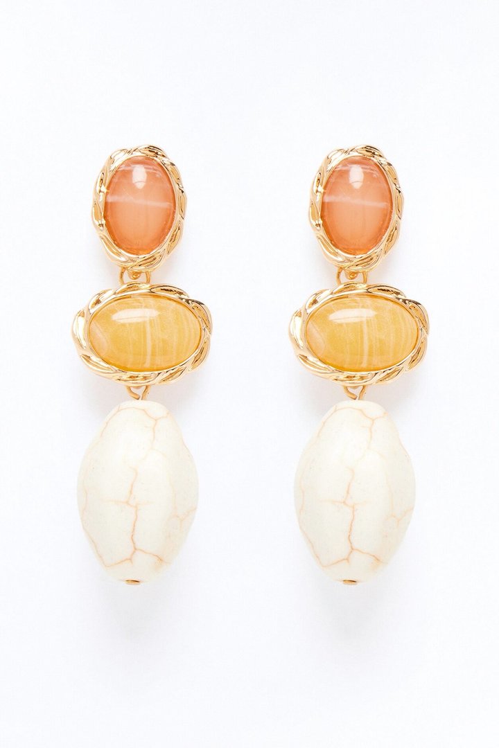 Stones Of Love Jeweled Drop Earrings - Gold/combo