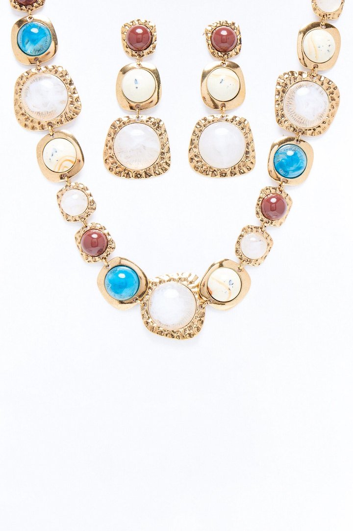 Terra Dune Necklace And Earring Set - Gold/combo