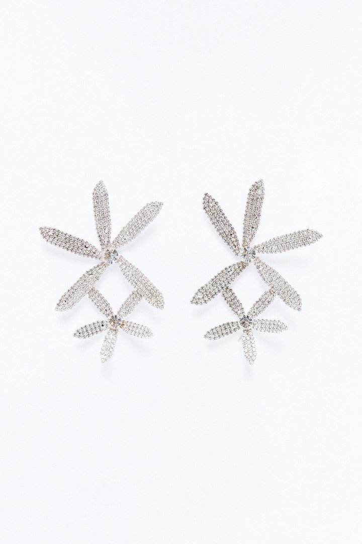 Frosted Floral Shine Earrings - Silver