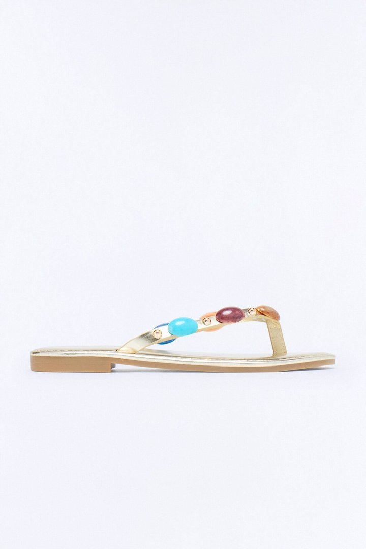 Amalfi Beaded Flip Flops - Gold