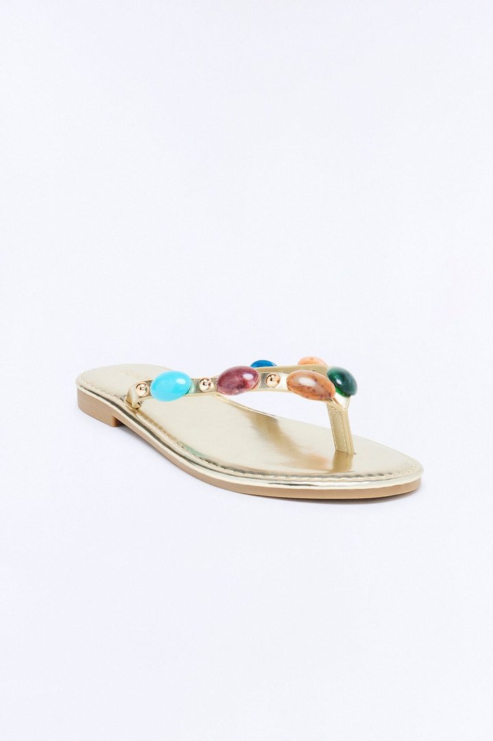 Amalfi Beaded Flip Flops - Gold
