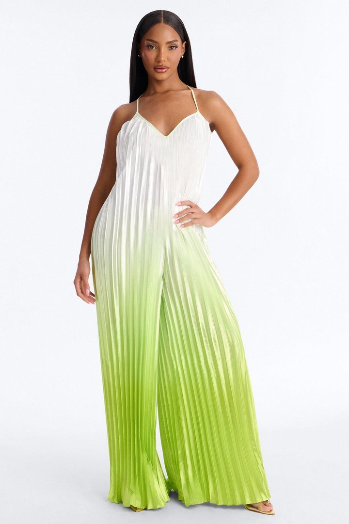 Paige Satin Ombre Wide Leg Jumpsuit - Green