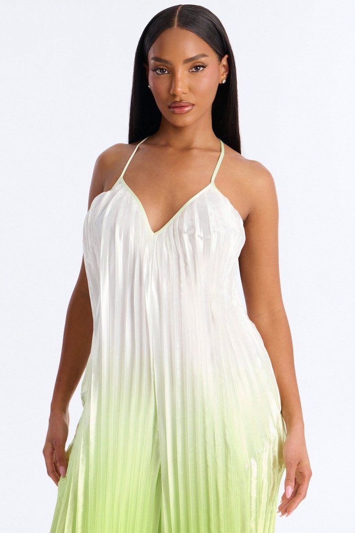 Paige Satin Ombre Wide Leg Jumpsuit - Green