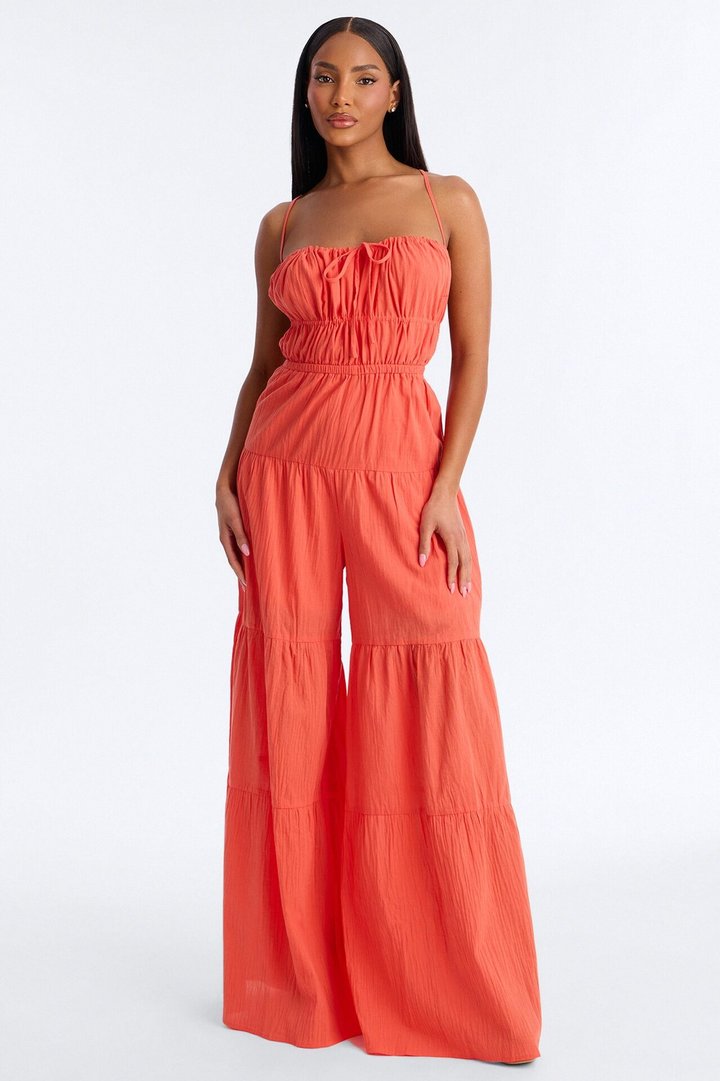On A Getaway Wide Leg Jumpsuit - Orange