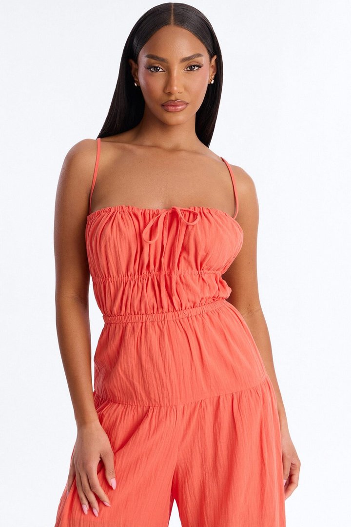 On A Getaway Wide Leg Jumpsuit - Orange