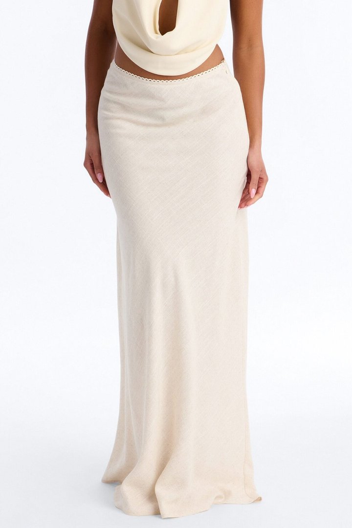 Odette Linen Blend Maxi Skirt - Natural