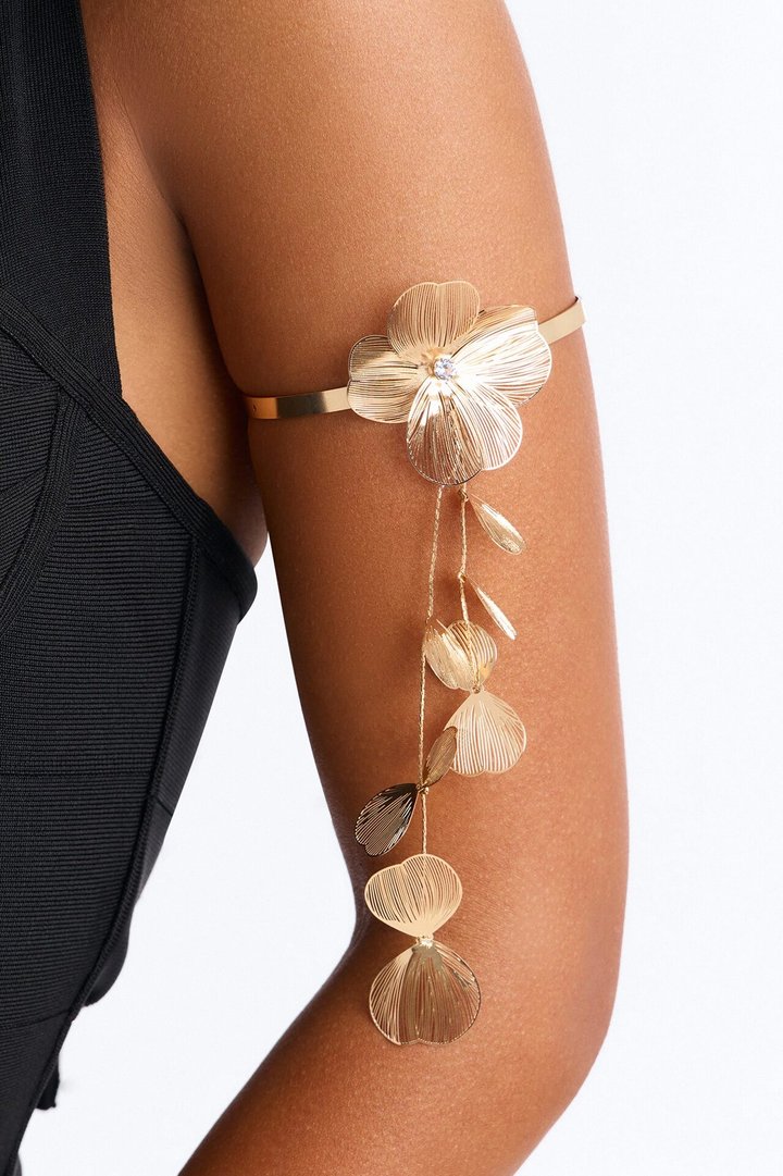 Fairy Garden Floral Arm Cuff - Gold