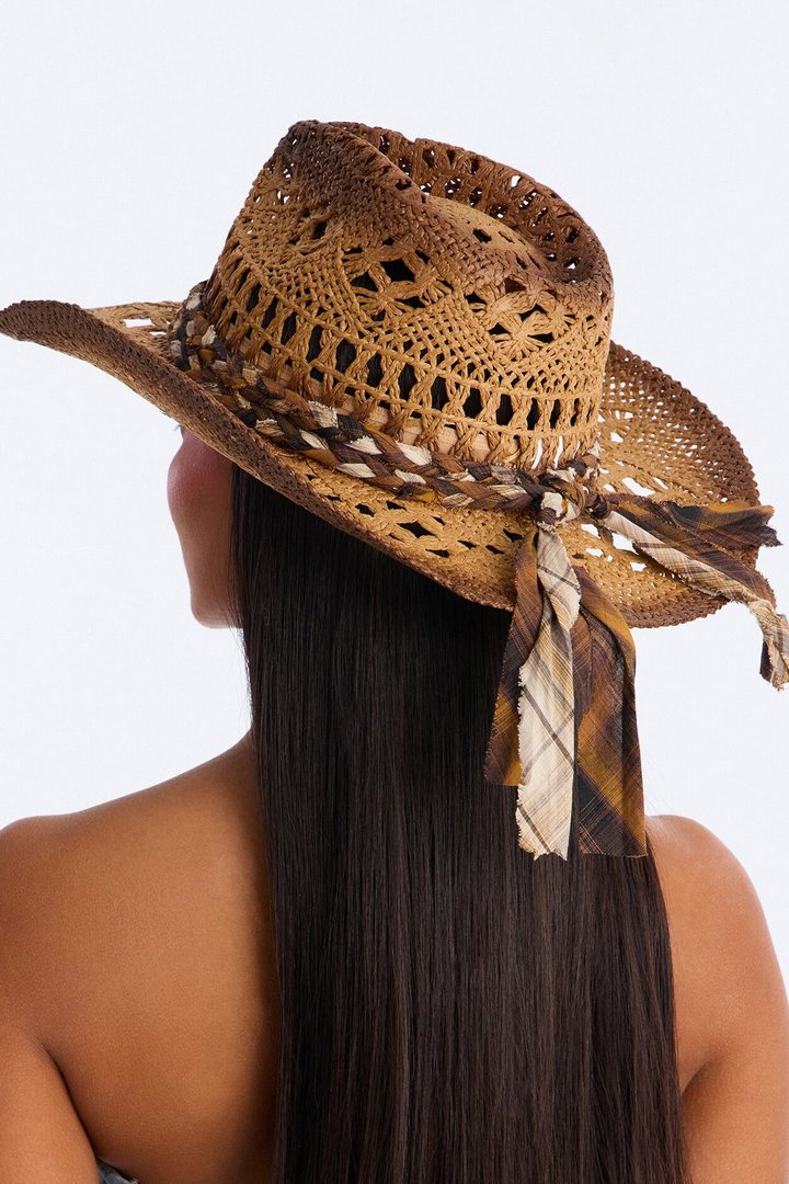 Ready To Ride Straw Braided Cowboy Hat - Khaki