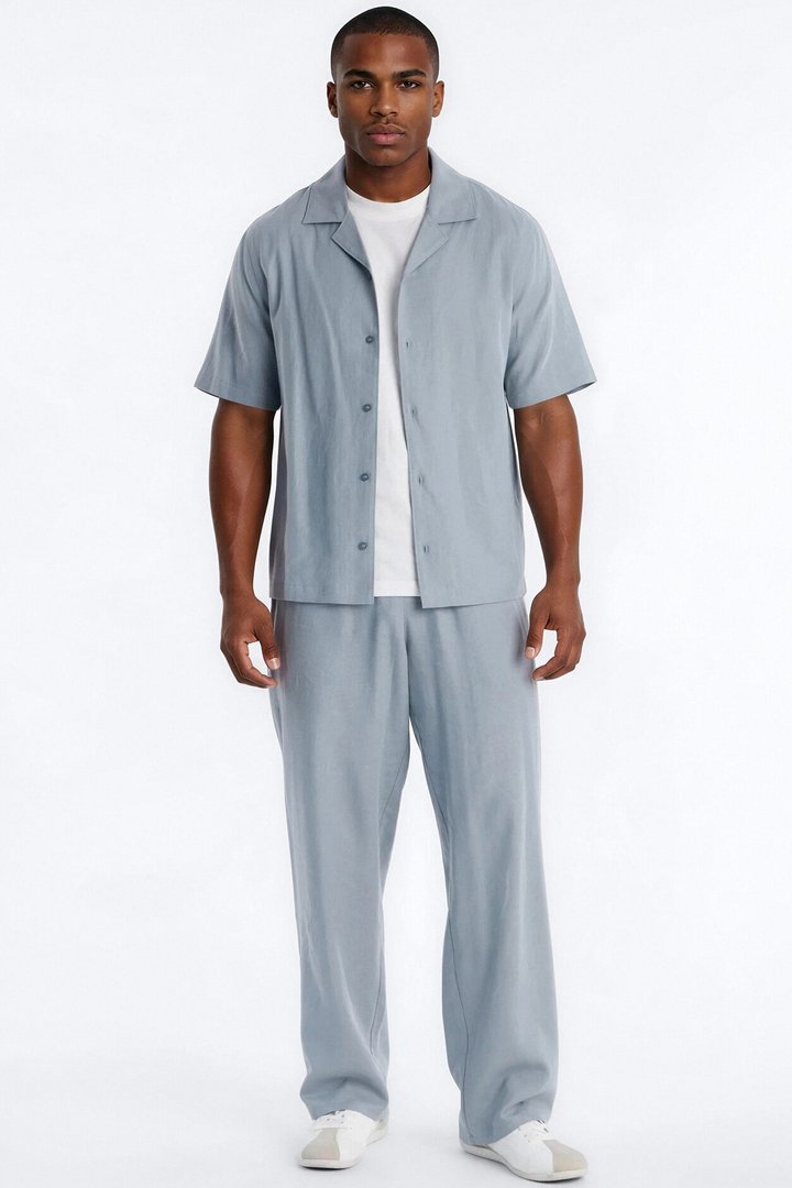 Bahamas Linen Shirt - Slate Blue