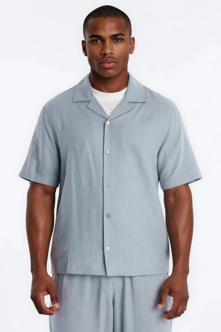 Bahamas Linen Shirt - Slate Blue