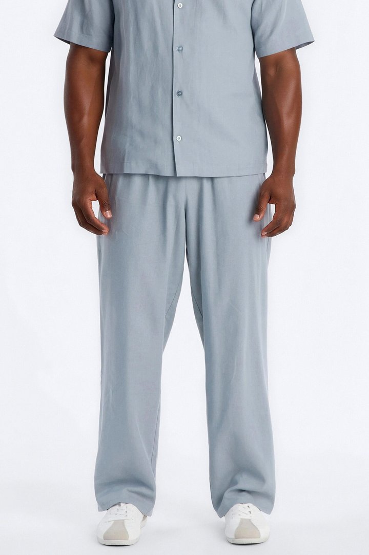 Bahamas Linen Baggy Pull On Pants - Slate Blue