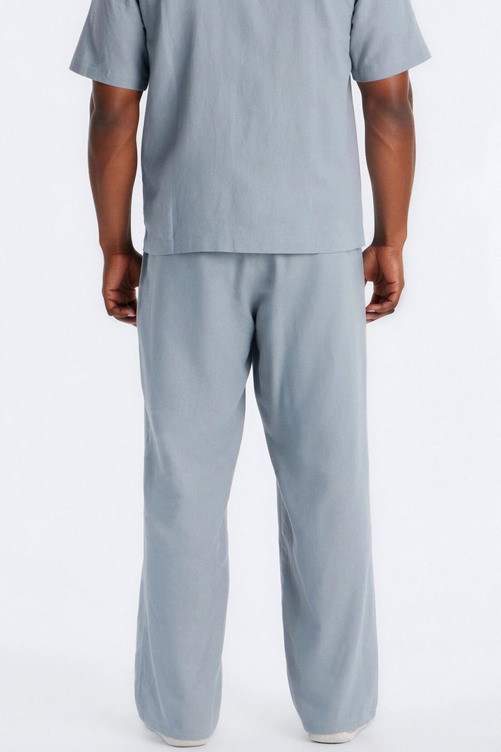 Bahamas Linen Baggy Pull On Pants - Slate Blue