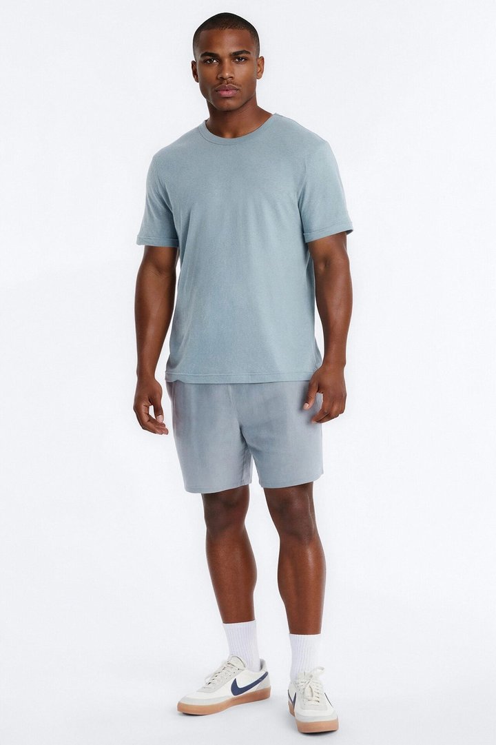 Bahamas Linen Slim Short - Slate Blue