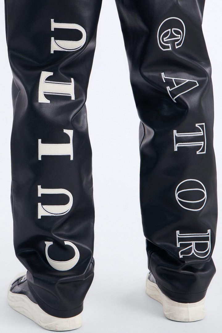Straight Culture Creator Slit Faux Leather Pant - Black