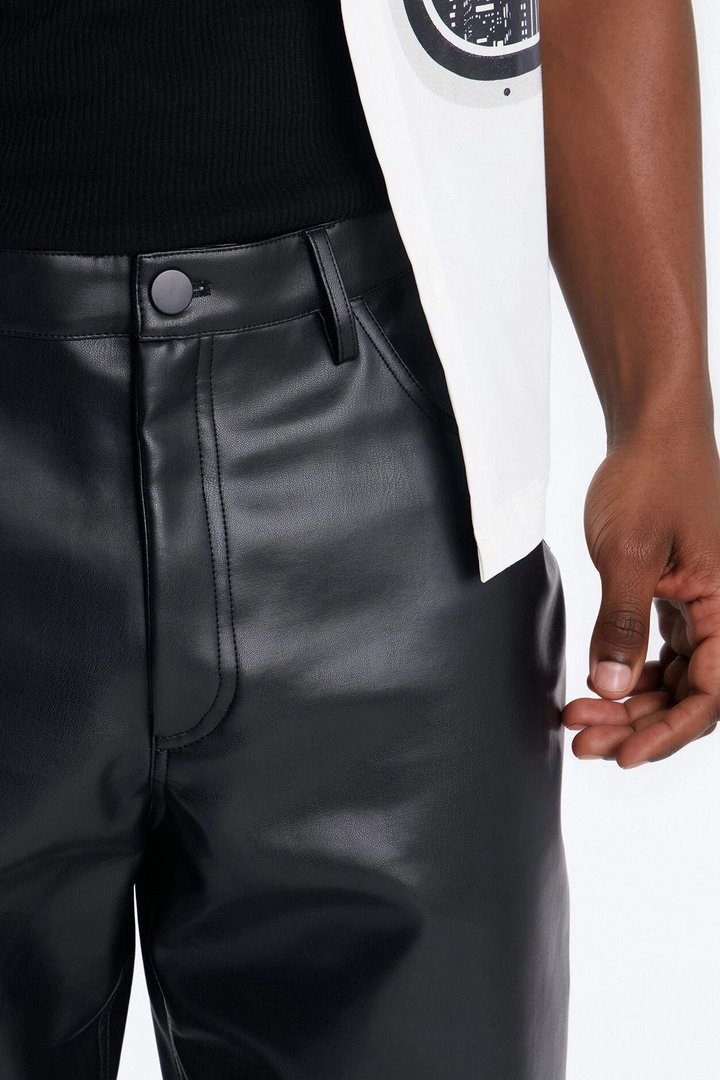 Straight Culture Creator Slit Faux Leather Pant - Black