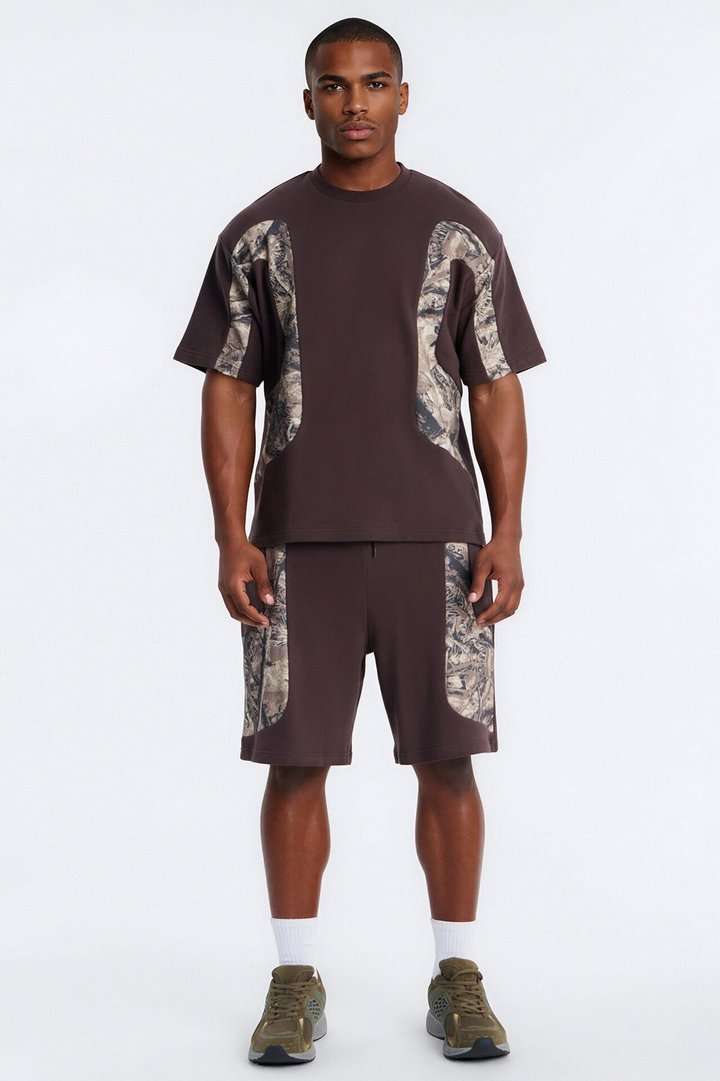 Camo Paneled Fleece Tee - Camouflage