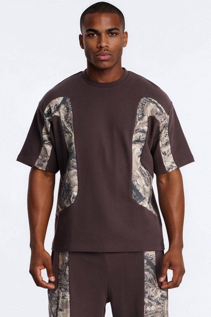 Camo Paneled Fleece Tee - Camouflage