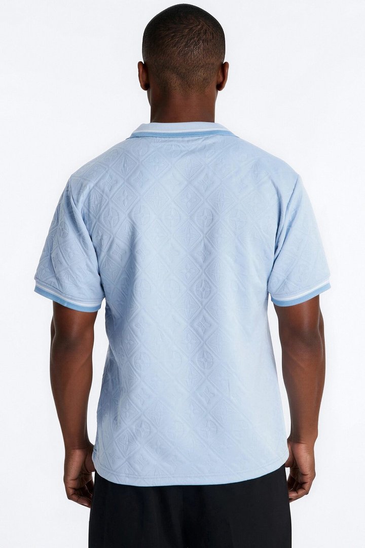 Saints Diamond Star Johnny Collar Polo - Light Blue