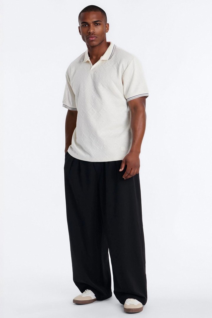 Saints Diamond Star Johnny Collar Polo - Oatmeal