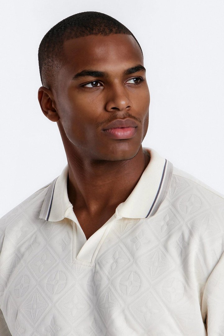 Saints Diamond Star Johnny Collar Polo - Oatmeal