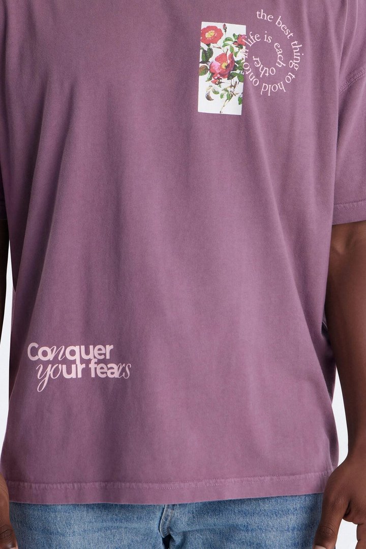 Conquer Your Fears Love Oversized Short Sleeve Tee - Purple