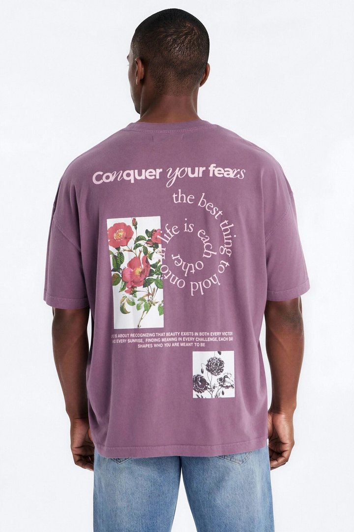 Conquer Your Fears Love Oversized Short Sleeve Tee - Purple